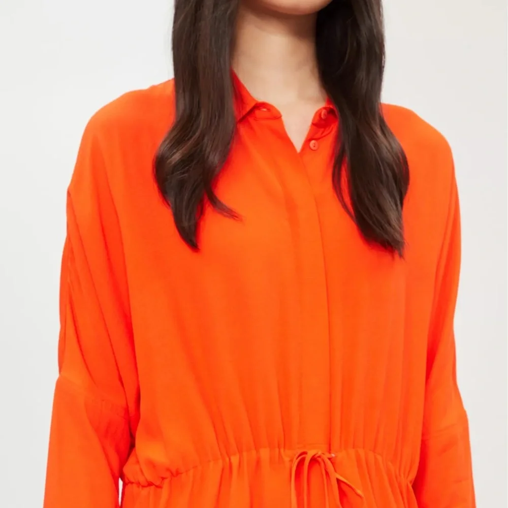 TOPSHOP Orange Tunic Shirt Dress with Drawstring Waist | Size 10 US - Picture 5 of 8